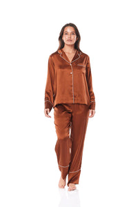 Titiana Brown Satin Long PJ