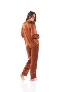 Titiana Brown Satin Long PJ