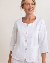 Load image into Gallery viewer, 100% Linen 3/4 Sleeve Utility Jacket White

