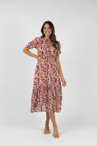 EDEN MAXI DRESS Brick Print