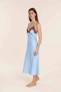 Magnolia Silky Satin Long Gown Blue