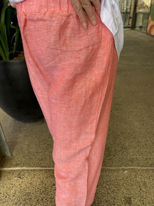 Linen/Visc Elastic Waist Culotte Pant - Tangerine