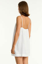 Load image into Gallery viewer, Tidal Linen Shift Short Dress - White
