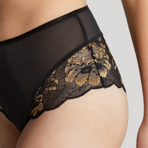 Sabrina Brazillian Brief - Noir / Vintage Gold