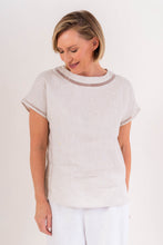 Load image into Gallery viewer, SeeSaw Linen Mock Neck Top Lace Trim / Natural
