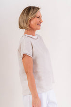 Load image into Gallery viewer, SeeSaw Linen Mock Neck Top Lace Trim / Natural
