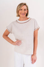 Load image into Gallery viewer, SeeSaw Linen Mock Neck Top Lace Trim / Natural
