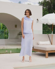 Load image into Gallery viewer, Bias Cut Linen Slip Skirt Sky Blue

