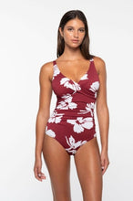 Load image into Gallery viewer, Whispering Allure Louise Multifit Ruched Front One Piece Maroon
