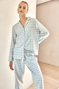 Cassia Light Grey Check Cotton PJ Set