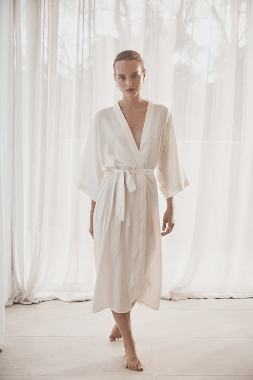 Henrietta Ivory Satin Robe