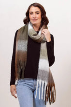 Load image into Gallery viewer, 100% Acrylic Colour Block Scarf Khaki Combo
