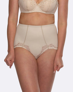 Whisper Firm Control Lace Brief - Nude/Nude