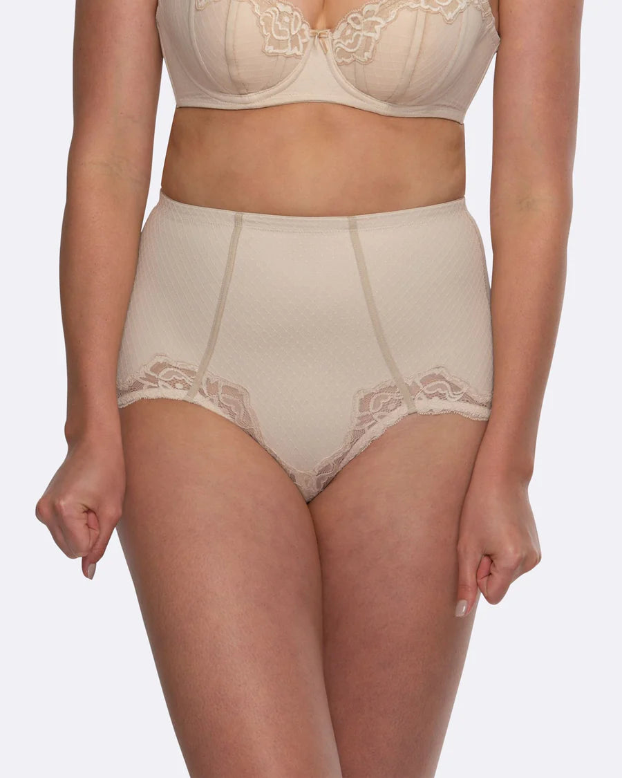Whisper Firm Control Lace Brief - Nude/Nude