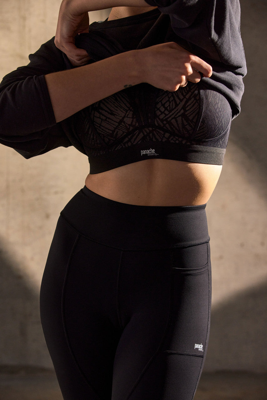 Non Wired Sport BH Black/Latte Panache - Lexys Underwear