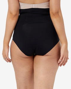 Smooth High Waist Brief With Control Panels / Black