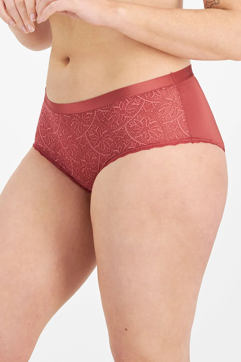 Barely There Lace Full Brief / Copper Rouge
